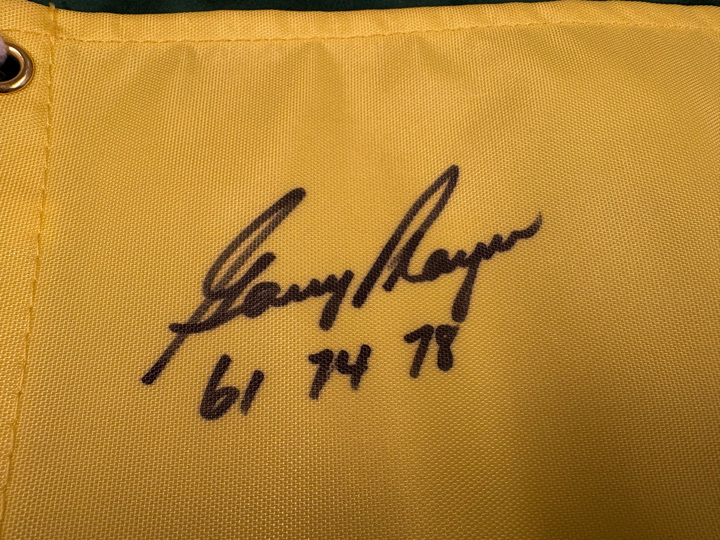 Gary Player Signed Winning Years Masters Golf Flag + Dealer COA
