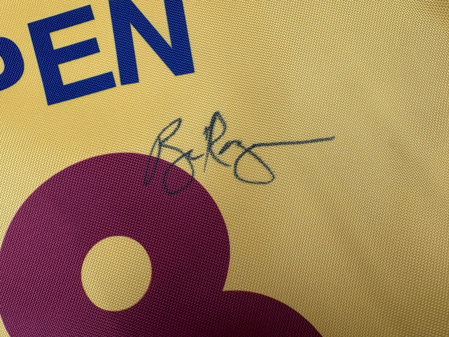 Bill Rogers Signed 110th Open at Royal St George's Yellow Golf Flag + Dealer COA