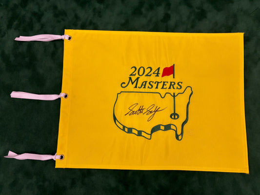 Scottie Scheffler Hand Signed 2024 Masters Golf Flag Obtained in Person + Dealer COA