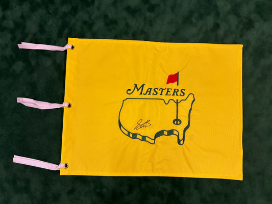 Scottie Scheffler Hand Signed Undated Masters Golf Flag Obtained in Person + Dealer COA