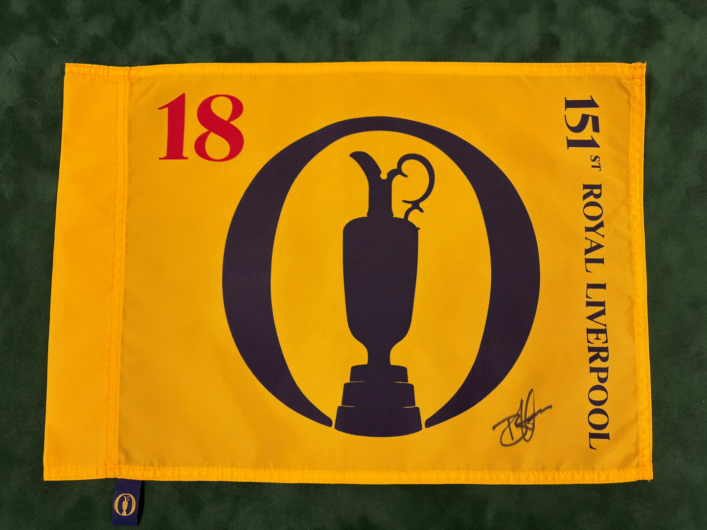 Brian Harman Winner Signed 151st Open at Royal Liverpool Golf Flag + Dealer COA