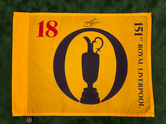 Brian Harman Winner Signed 151st Open at Royal Liverpool Golf Flag + Dealer COA