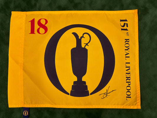 Brian Harman Winner Signed 151st Open at Royal Liverpool Golf Flag + Dealer COA