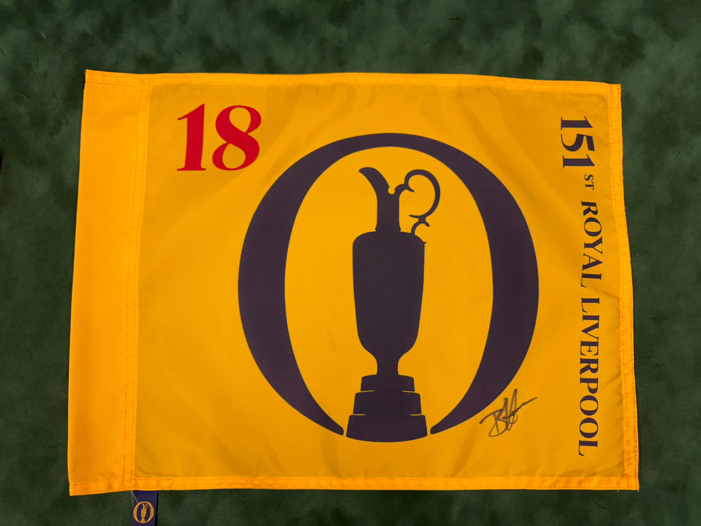Brian Harman Winner Signed 151st Open at Royal Liverpool Golf Flag + Dealer COA