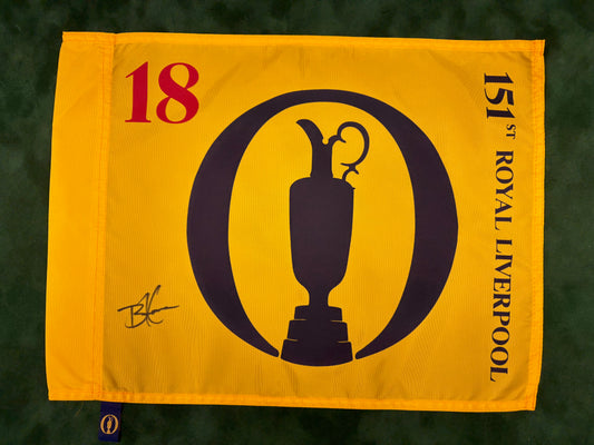 Brian Harman Winner Signed 151st Open at Royal Liverpool Golf Flag + Dealer COA