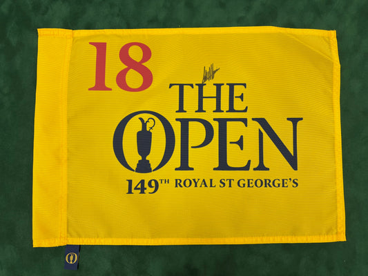 Collin Morikawa Winner Signed 149th Open at Royal St Georges Golf Pin Flag + Dealer COA