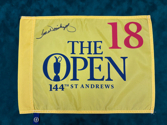 Tom Weiskopf Signed 144th Open at St Andrews Golf Flag + Dealer COA