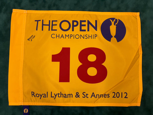 Ernie Els Signed 2012 Open at Royal Lytham & St Annes Golf Flag + Dealer COA
