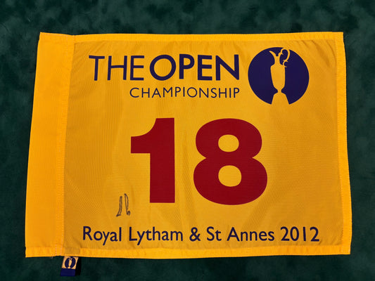 Ernie Els Signed 2012 Open at Royal Lytham & St Annes Golf Flag + Dealer COA