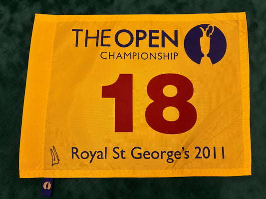 Ernie Els Signed 2011 Open at Royal St George's Golf Flag + Dealer COA