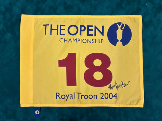 Todd Hamilton Winner Signed 2004 Open at Royal Troon Golf Flag + Dealer COA