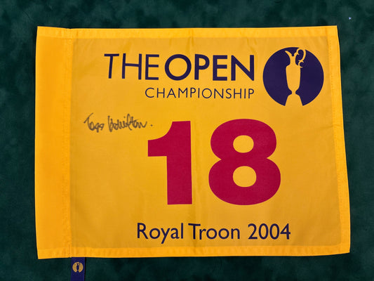 Todd Hamilton Winner Signed 2004 Open at Royal Troon Golf Flag + Dealer COA