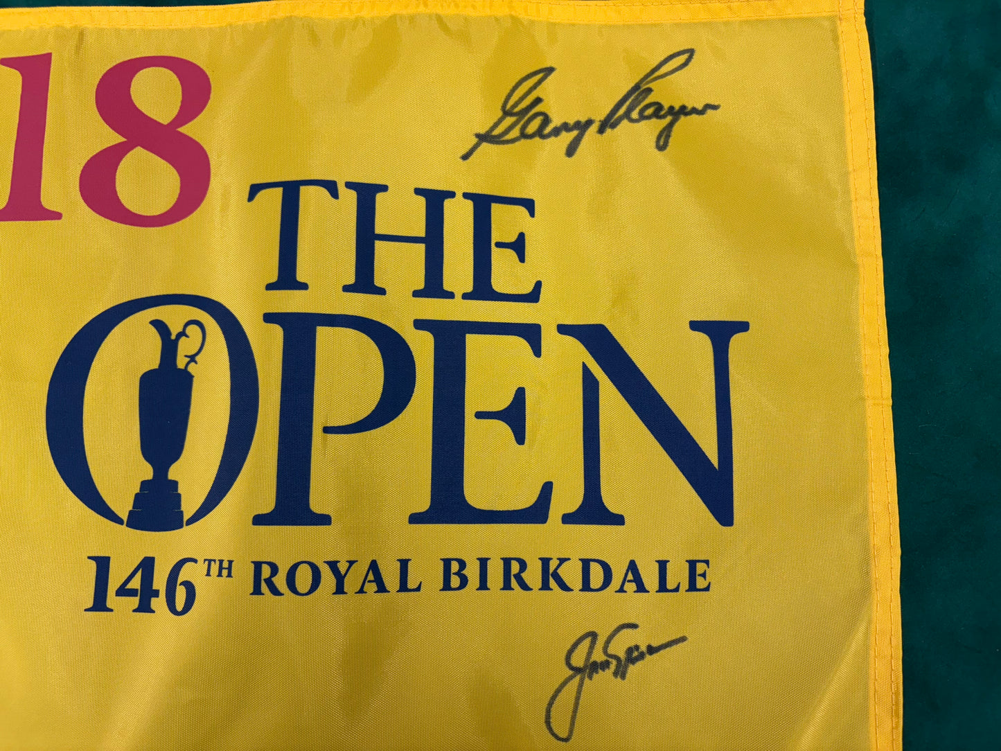 146th Open at Royal Birkdale Golf Flag Signed by Gary Player & Jack Nicklaus + Dealer COA