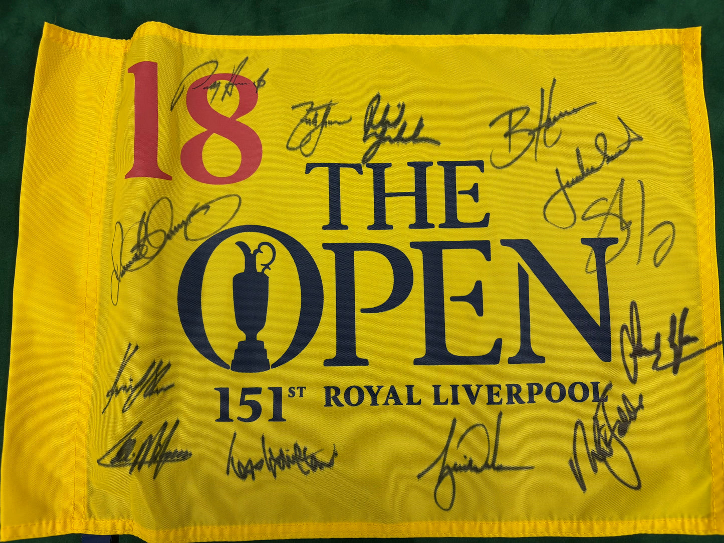 151st Open at Liverpool Golf Pin Flag Signed by 13 Champions - Tiger Woods + COA