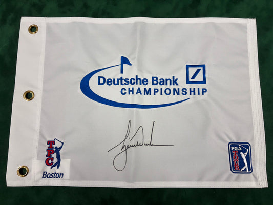 Tiger Woods Signed Deutsche Bank TPC Boston Golf Pin Flag PGA Tour + Dealer COA