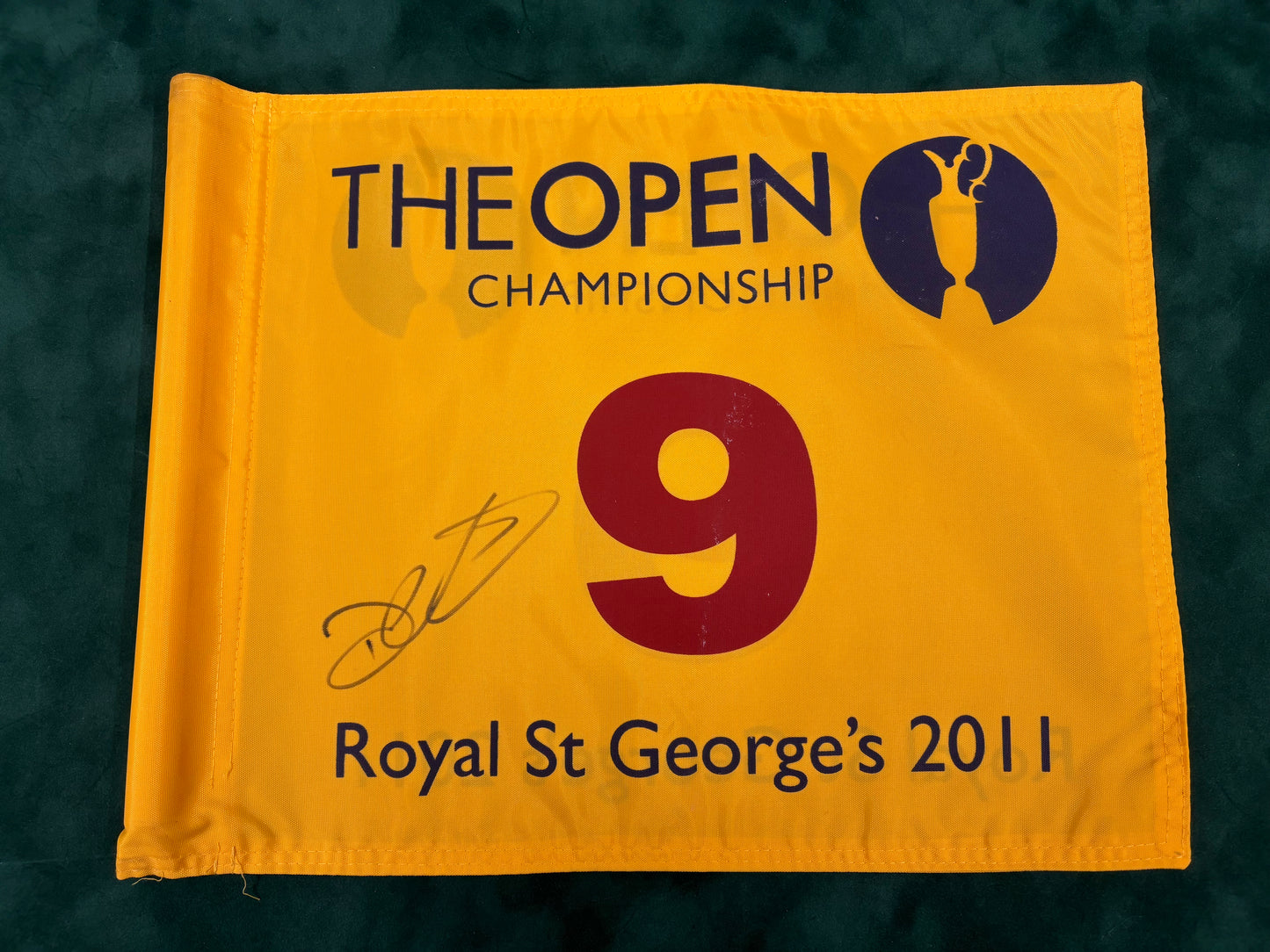 Darren Clarke Winner Signed 2011 Open at Royal St George's Course Used 9th Hole Golf Flag + Cert