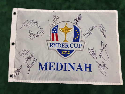 Team Europe Fully Signed 2012 Ryder Cup at Medinah Golf Flag (Donald,Rose) + Cert