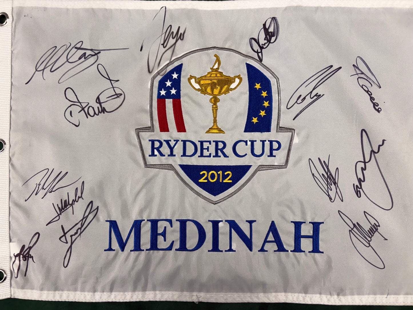 Team Europe Fully Signed 2012 Ryder Cup at Medinah Golf Flag (Donald,Rose) + Cert