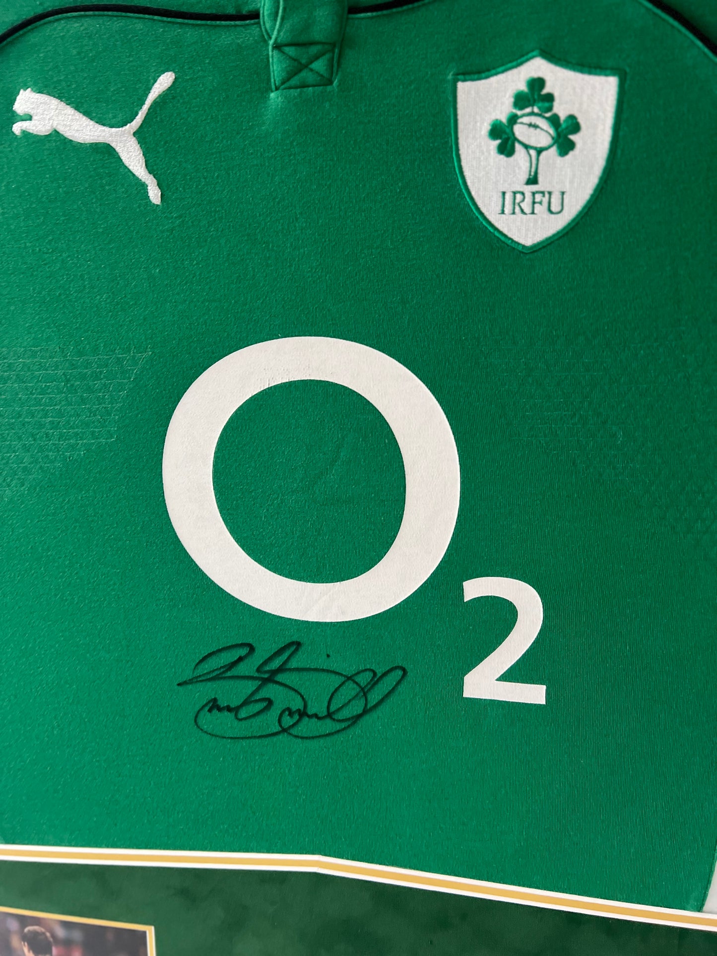 Brian O'Driscoll Irish Rugby Legend Signed & Framed Shirt (Puma O2) + Dealer COA