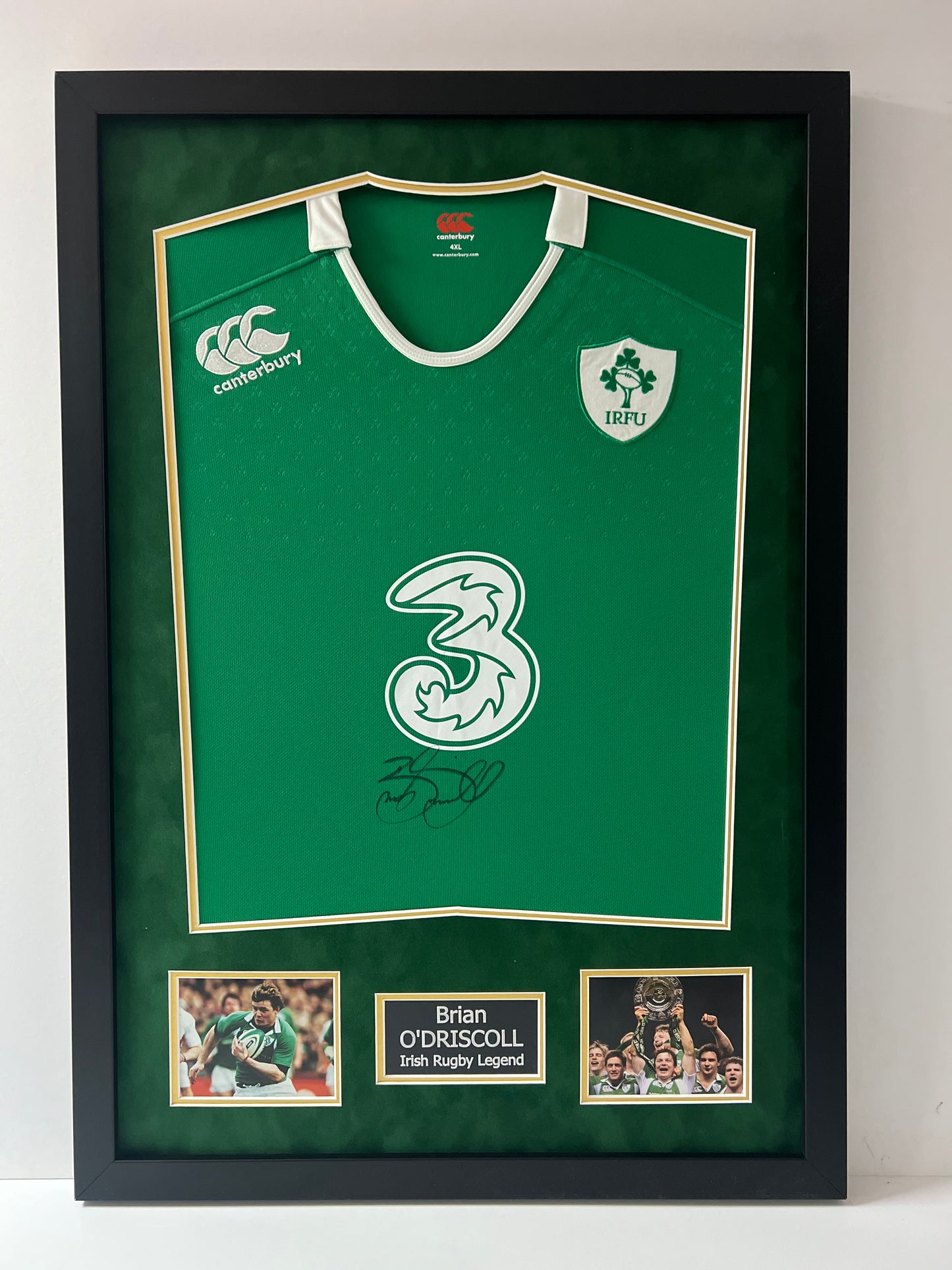 Brian O'Driscoll Irish Rugby Legend Signed & Framed Shirt (3 Canterbury) + Cert
