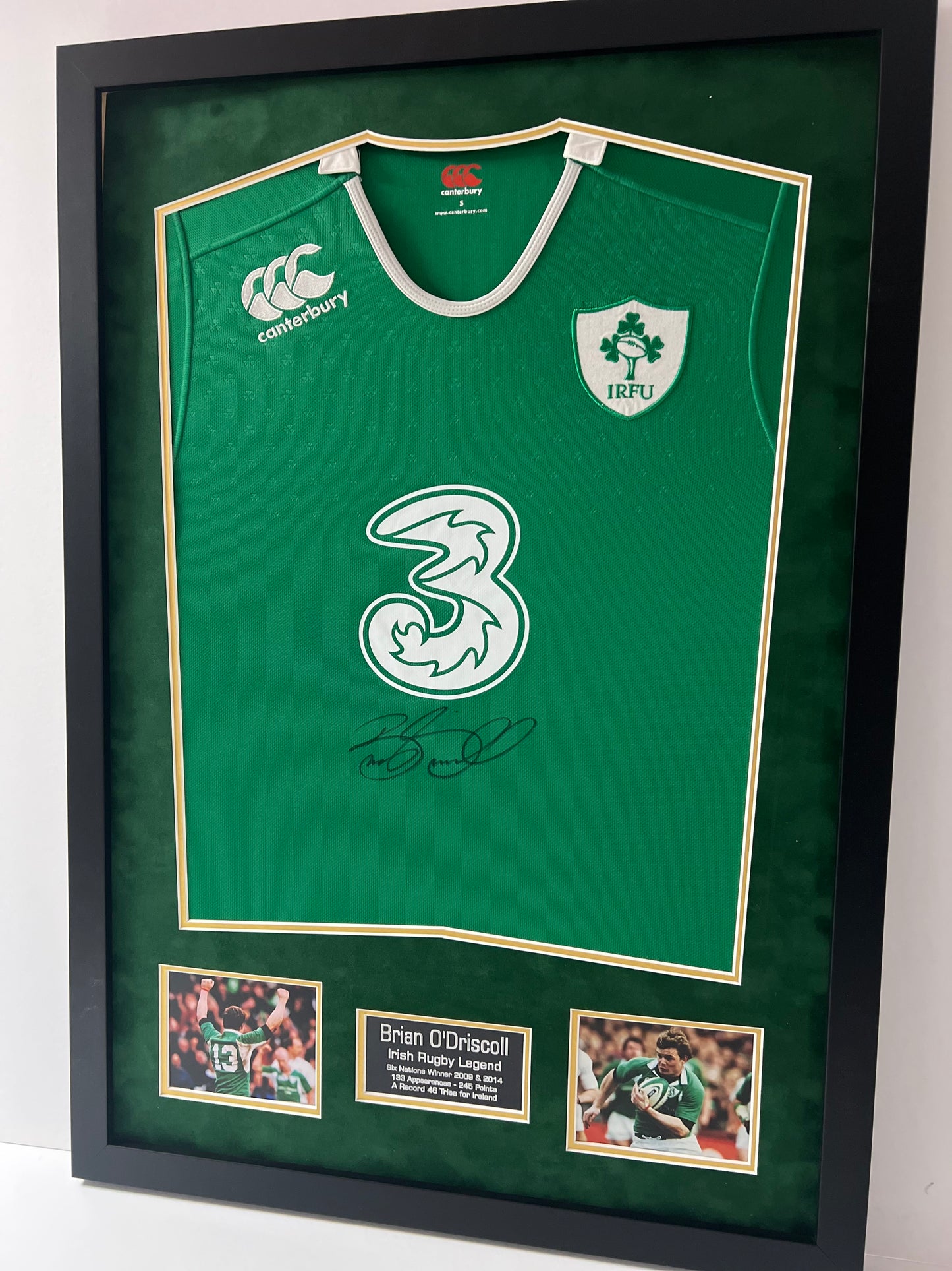 Brian O'Driscoll Irish Rugby Legend Signed & Framed Shirt (3 Canterbury) + Cert