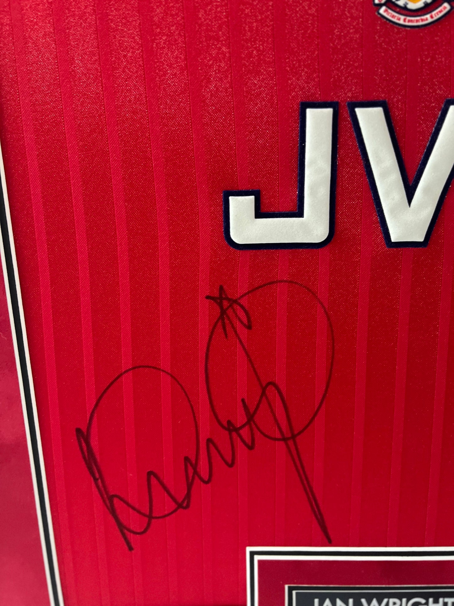 Ian Wright Arsenal Legend Signed & Framed Retro Football Shirt (Red) + Cert