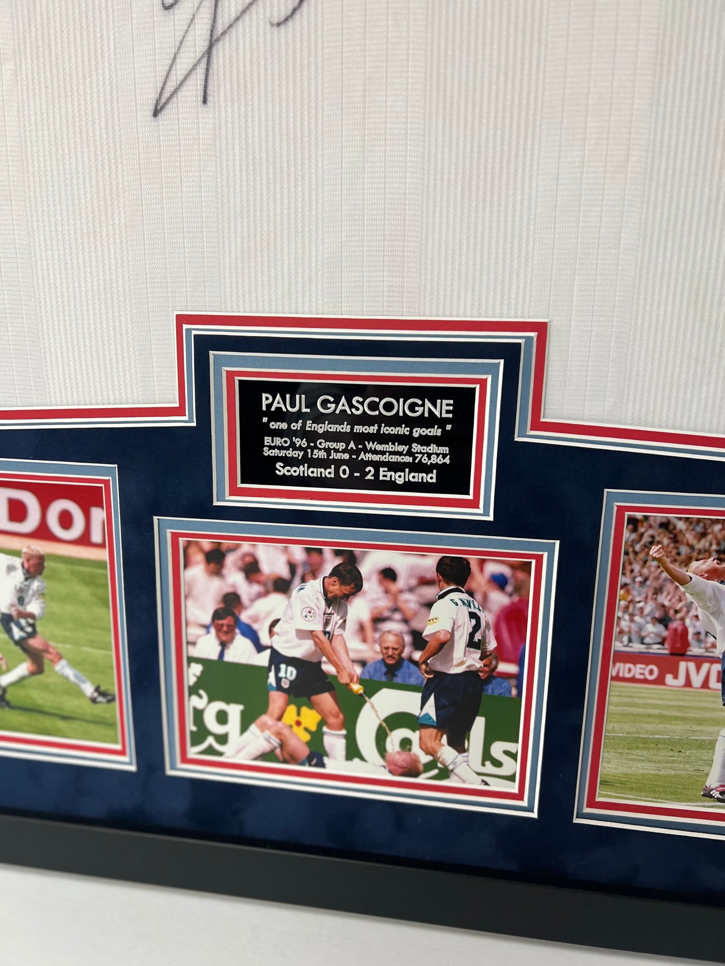 Paul Gascoigne 'Gazza' Signed & Framed Retro England Euro 96' Football Shirt + Cert