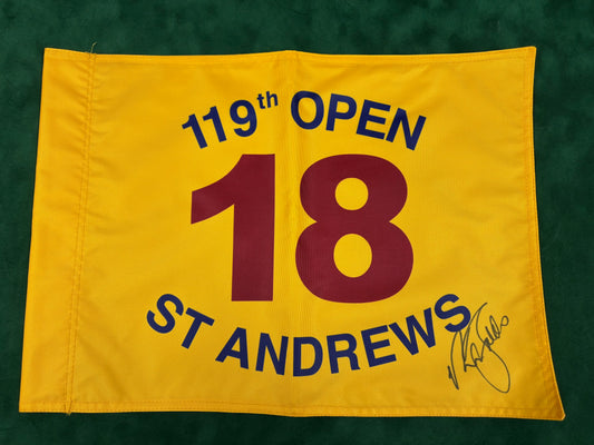Sir Nick Faldo Winner Signed 119th Open at St Andrews Golf Flag + Dealer COA