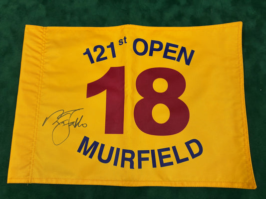 Sir Nick Faldo Winner Signed 121st Open at Muirfield Golf Flag + Dealer COA