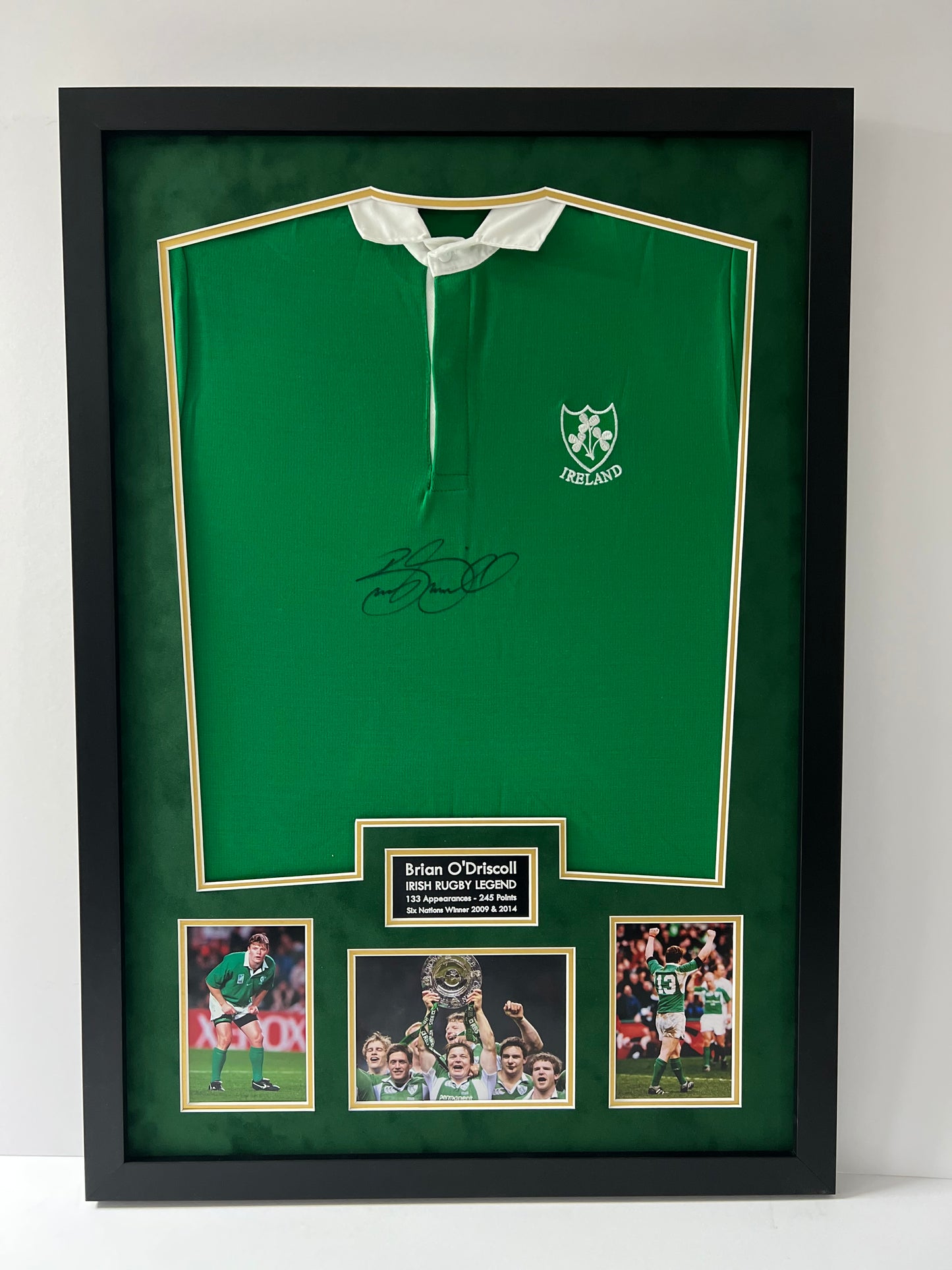 Brian O'Driscoll Irish Rugby Legend Signed & Framed Shirt (Ireland) + Cert