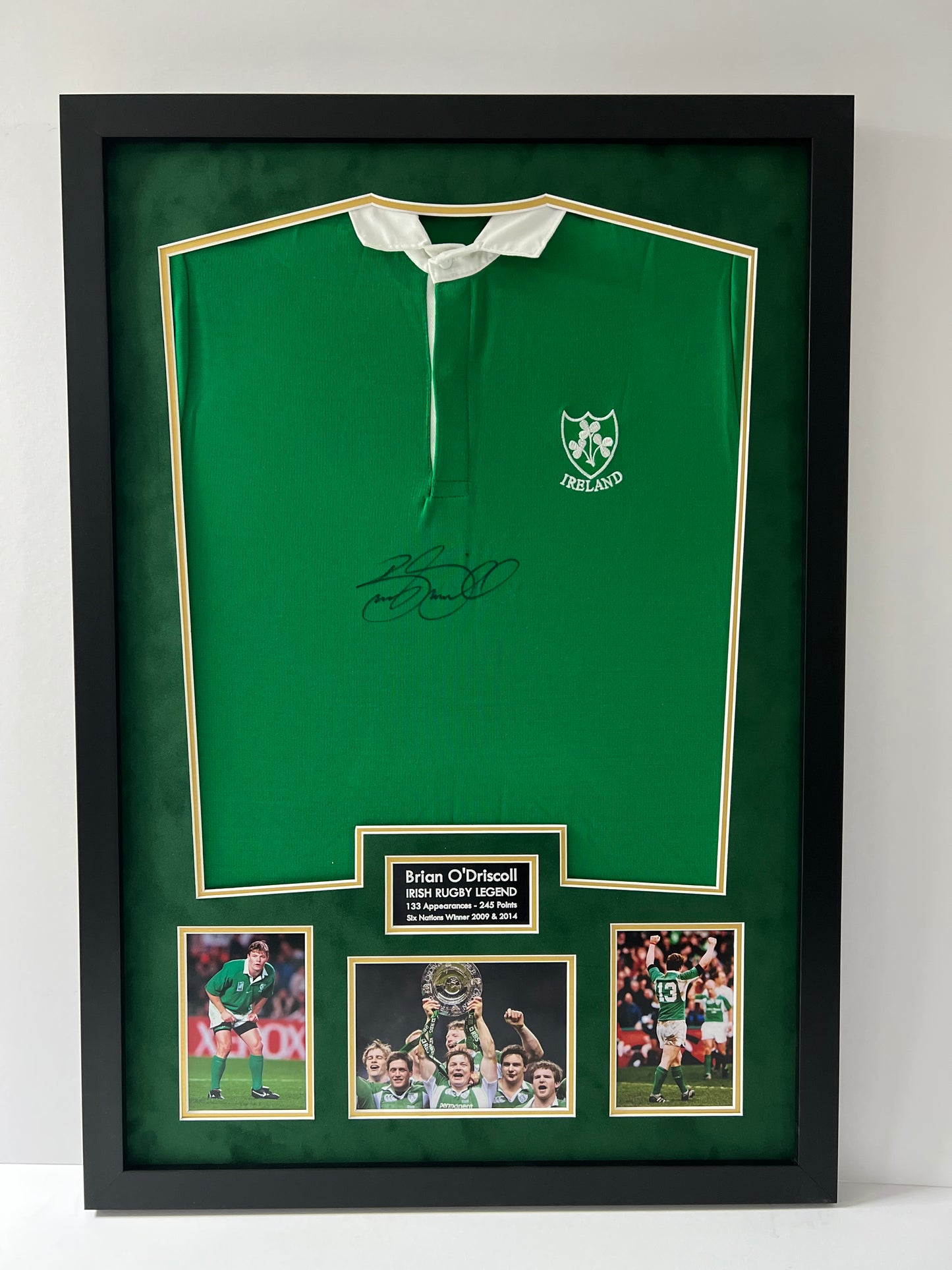 Brian O'Driscoll Irish Rugby Legend Signed & Framed Shirt (Ireland) + Cert