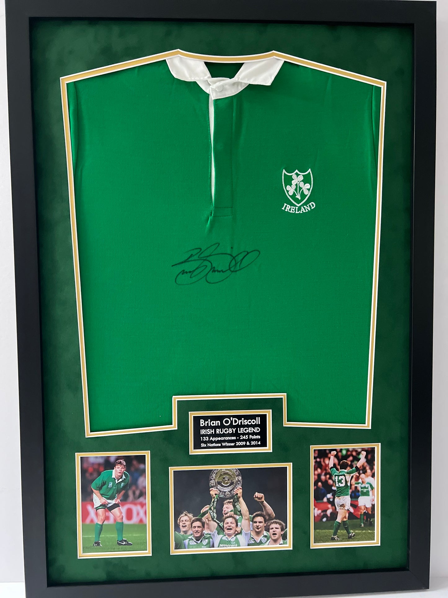 Brian O'Driscoll Irish Rugby Legend Signed & Framed Shirt (Ireland) + Cert