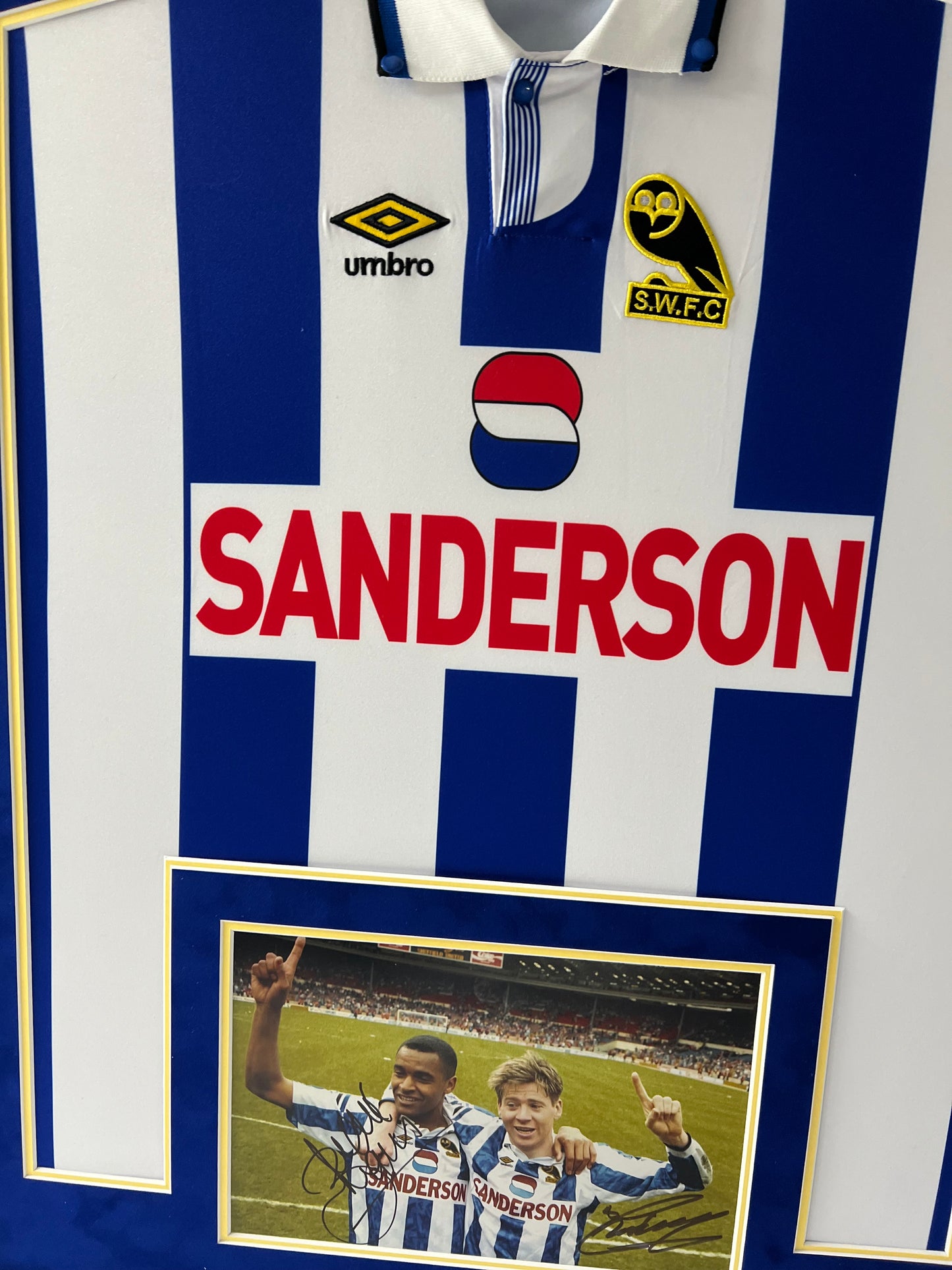 Sheffield Wednesday 1993 FA Cup Semi Final Framed Display Signed by Chris Waddle & Mark Bright + Cert