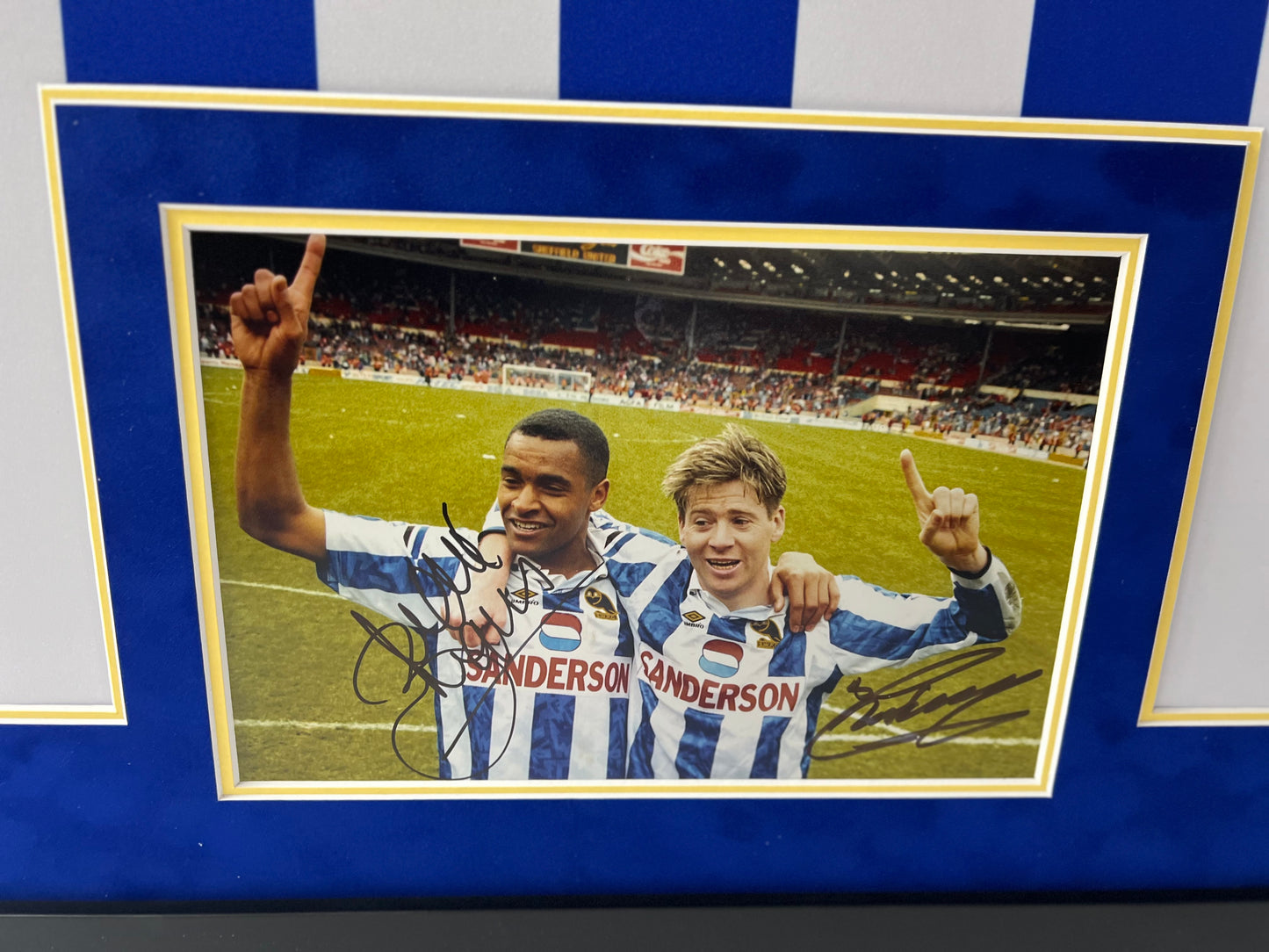 Sheffield Wednesday 1993 FA Cup Semi Final Framed Display Signed by Chris Waddle & Mark Bright + Cert