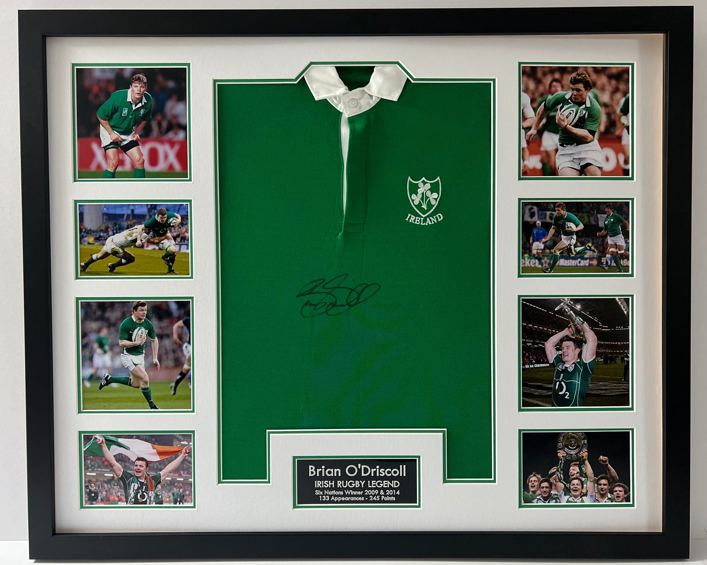 Brian O'Driscoll Irish Rugby Legend Signed & Framed Shirt (Ireland White) + Cert