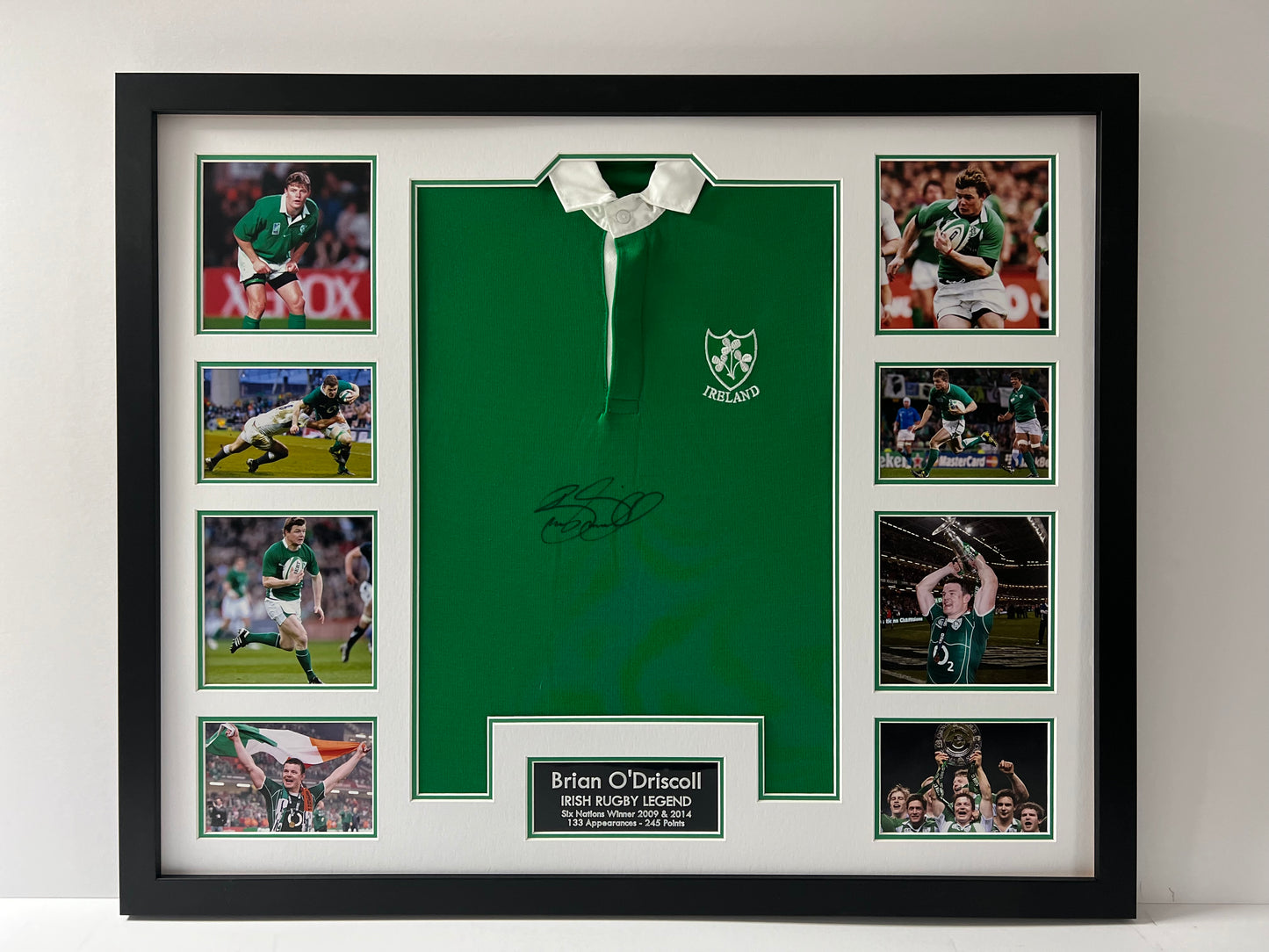 Brian O'Driscoll Irish Rugby Legend Signed & Framed Shirt (Ireland White) + Cert