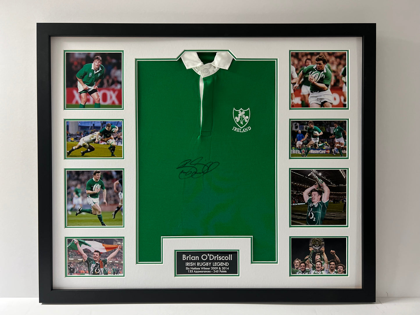 Brian O'Driscoll Irish Rugby Legend Signed & Framed Shirt (Ireland White) + Cert