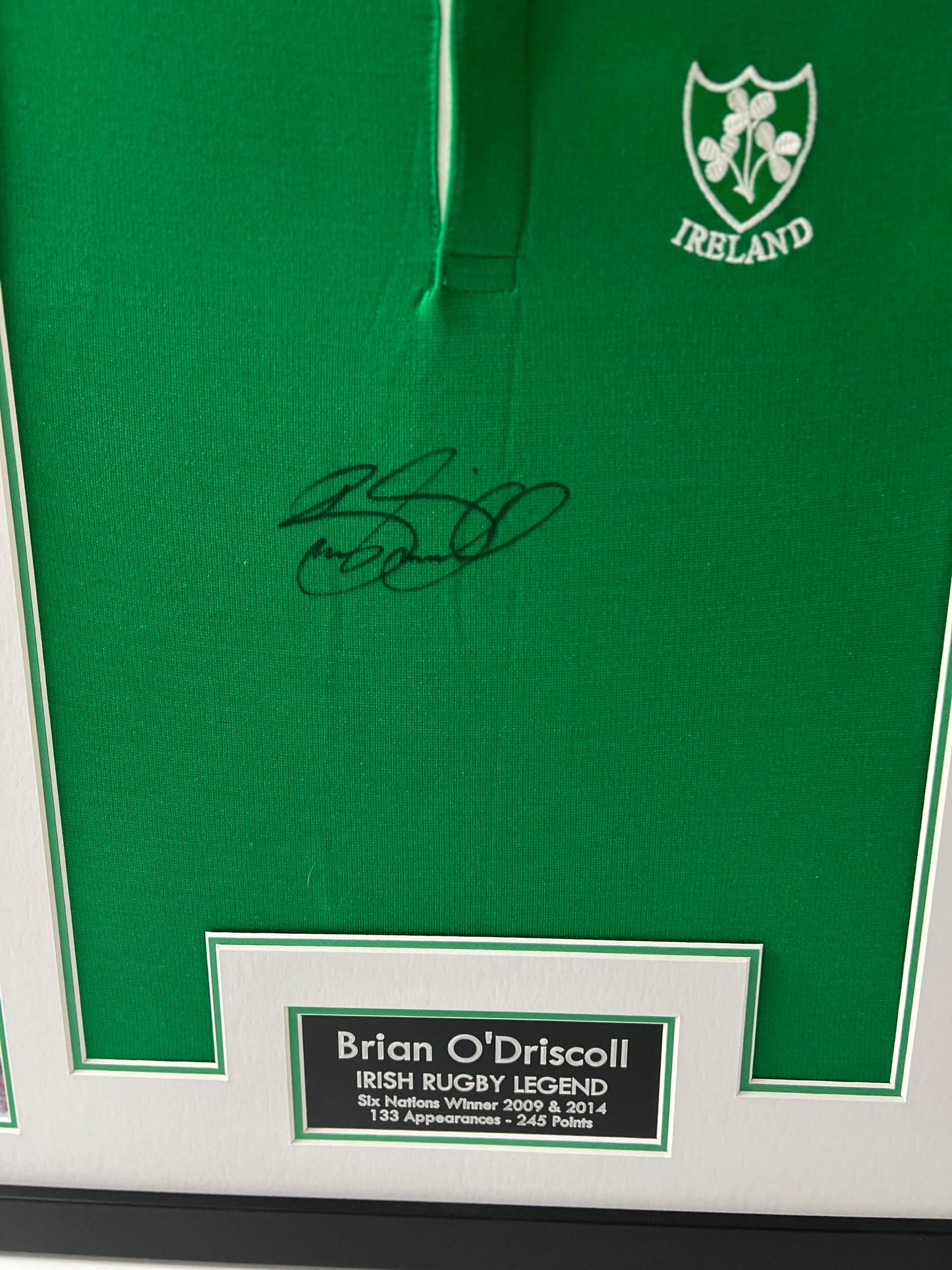 Brian O'Driscoll Irish Rugby Legend Signed & Framed Shirt (Ireland White) + Cert