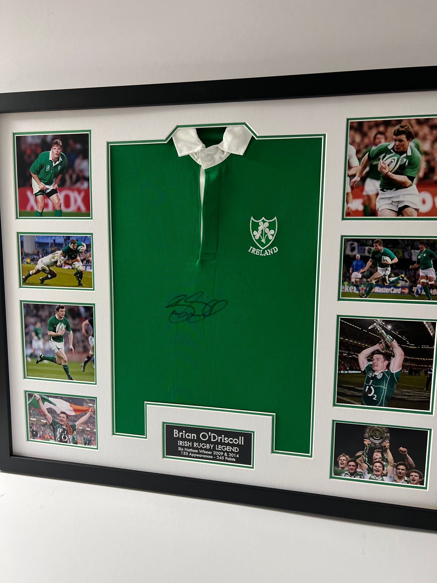 Brian O'Driscoll Irish Rugby Legend Signed & Framed Shirt (Ireland White) + Cert
