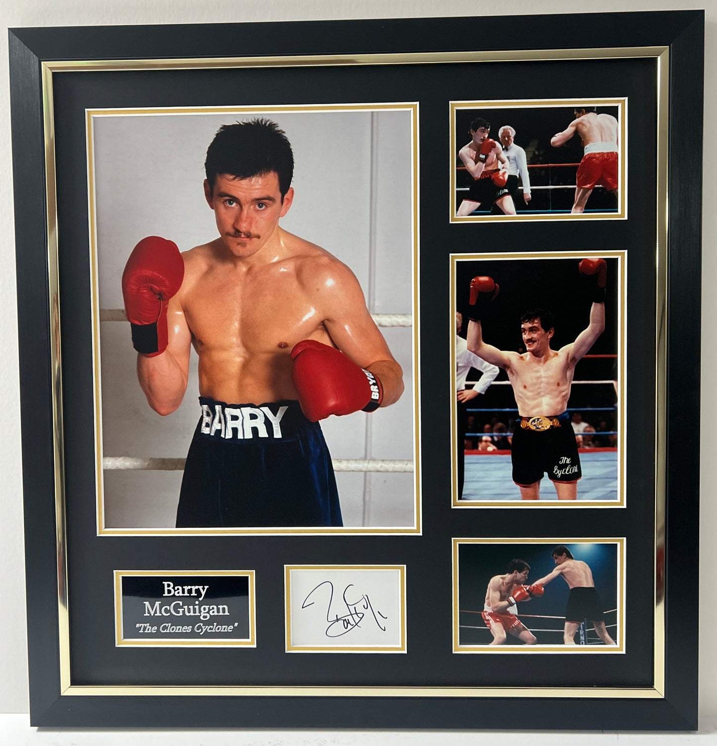 Barry McGuigan Lineal Featherweight Boxing Champion Signed & Framed Display + Cert