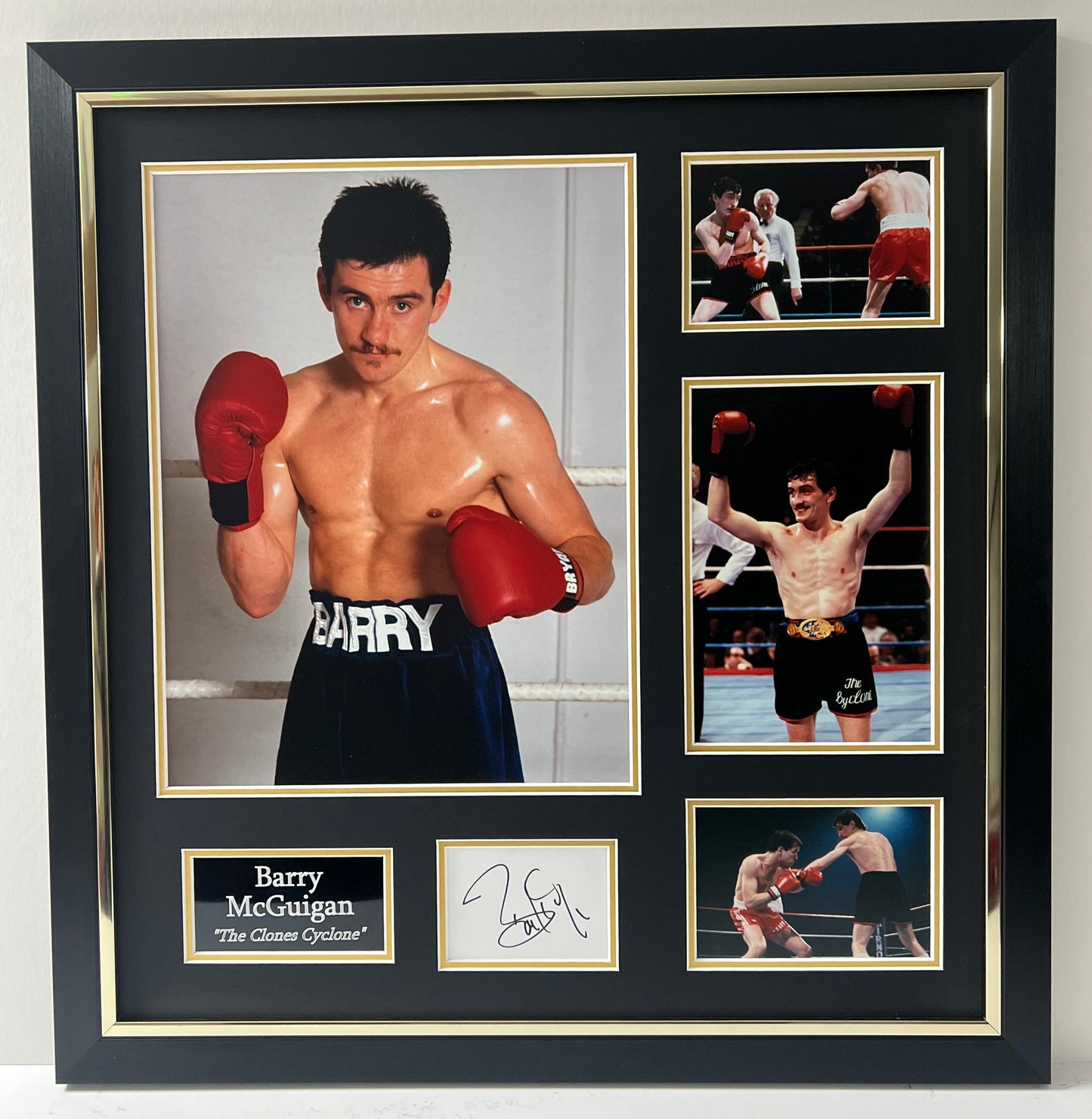 Barry McGuigan Lineal Featherweight Boxing Champion Signed & Framed Display + Cert