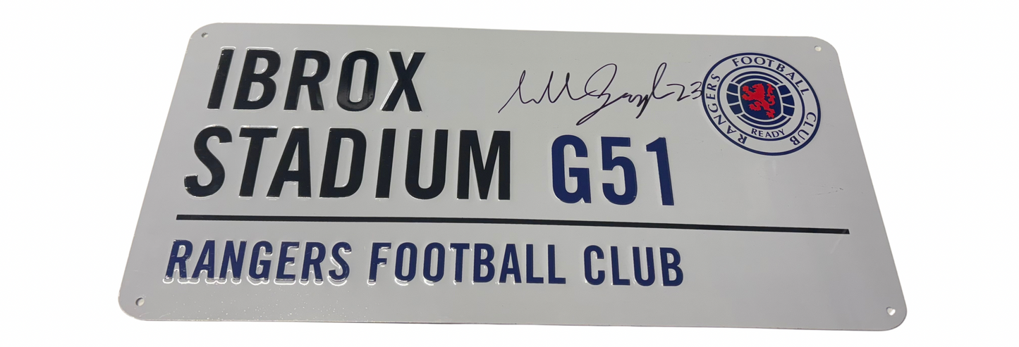 Richard Gough Signed Rangers FC Street Sign with COA
