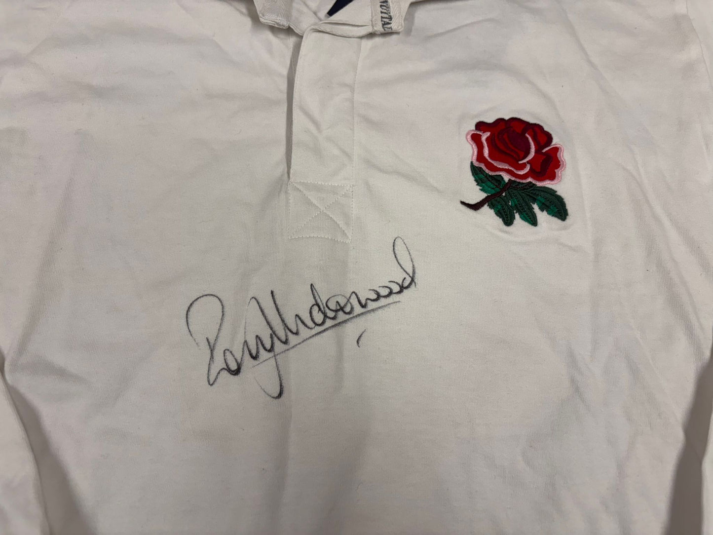 Rugby Legend Rory Underwood Signed Vintage 1980's England Rugby Shirt + COA
