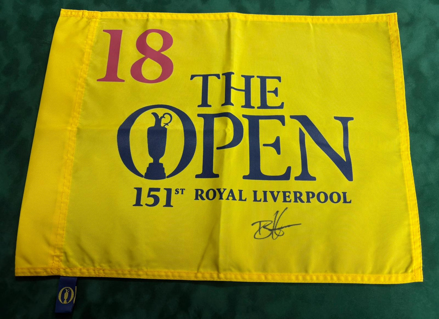 151st Open at Royal Liverpool Golf Flag Signed by Winner Brian Harman + Dealer COA