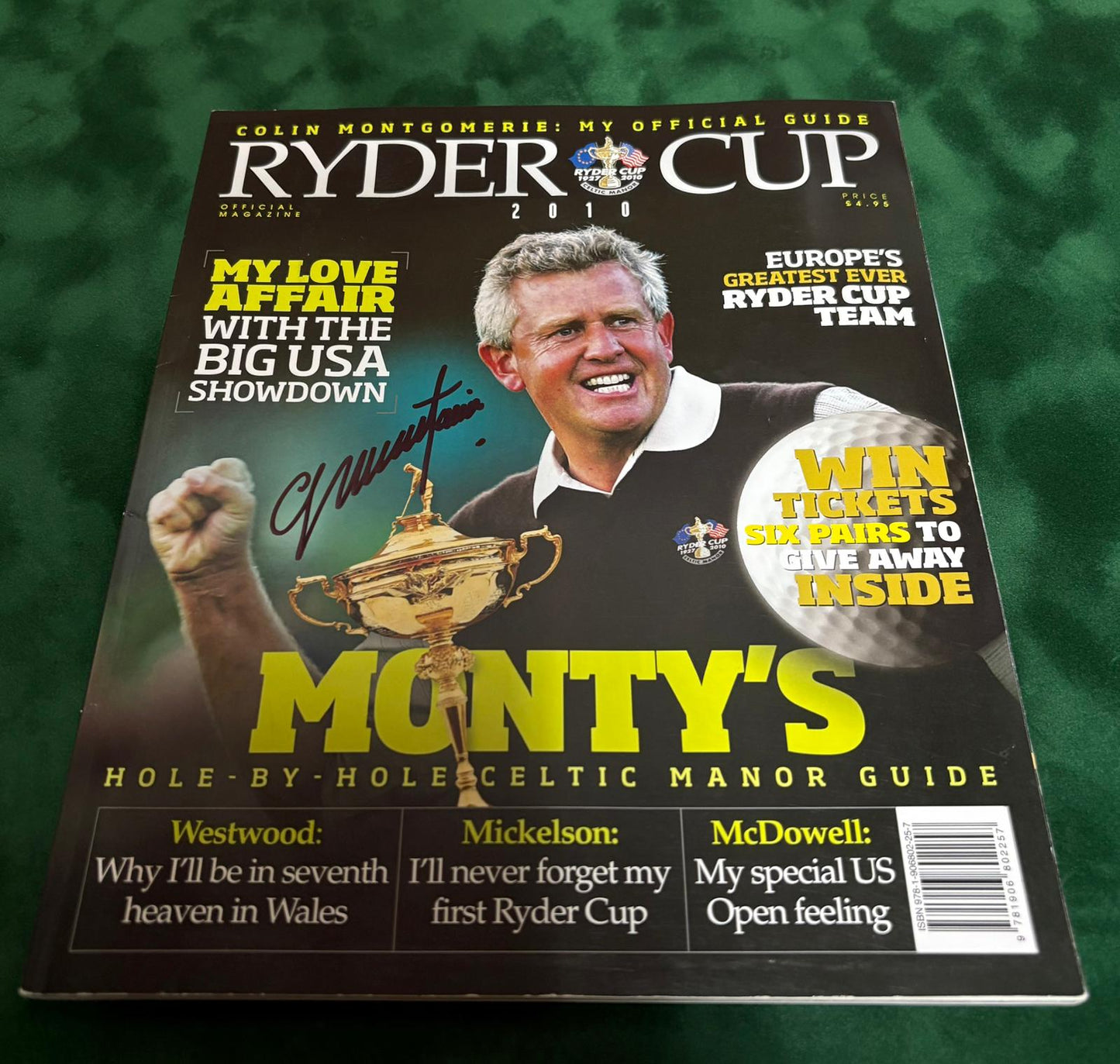 Signed Colin Montgomerie: My Official 2010 Ryder Cup Guide + Dealer COA