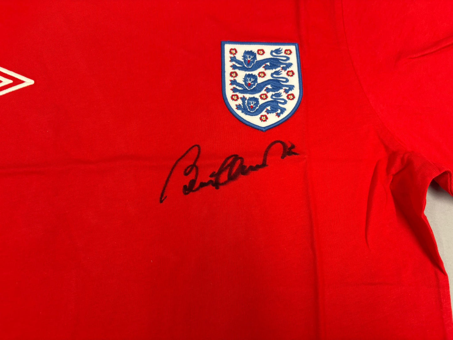 England 1966 World Cup Final Retro Football Shirt Signed by Sir Bobby Charlton + COA