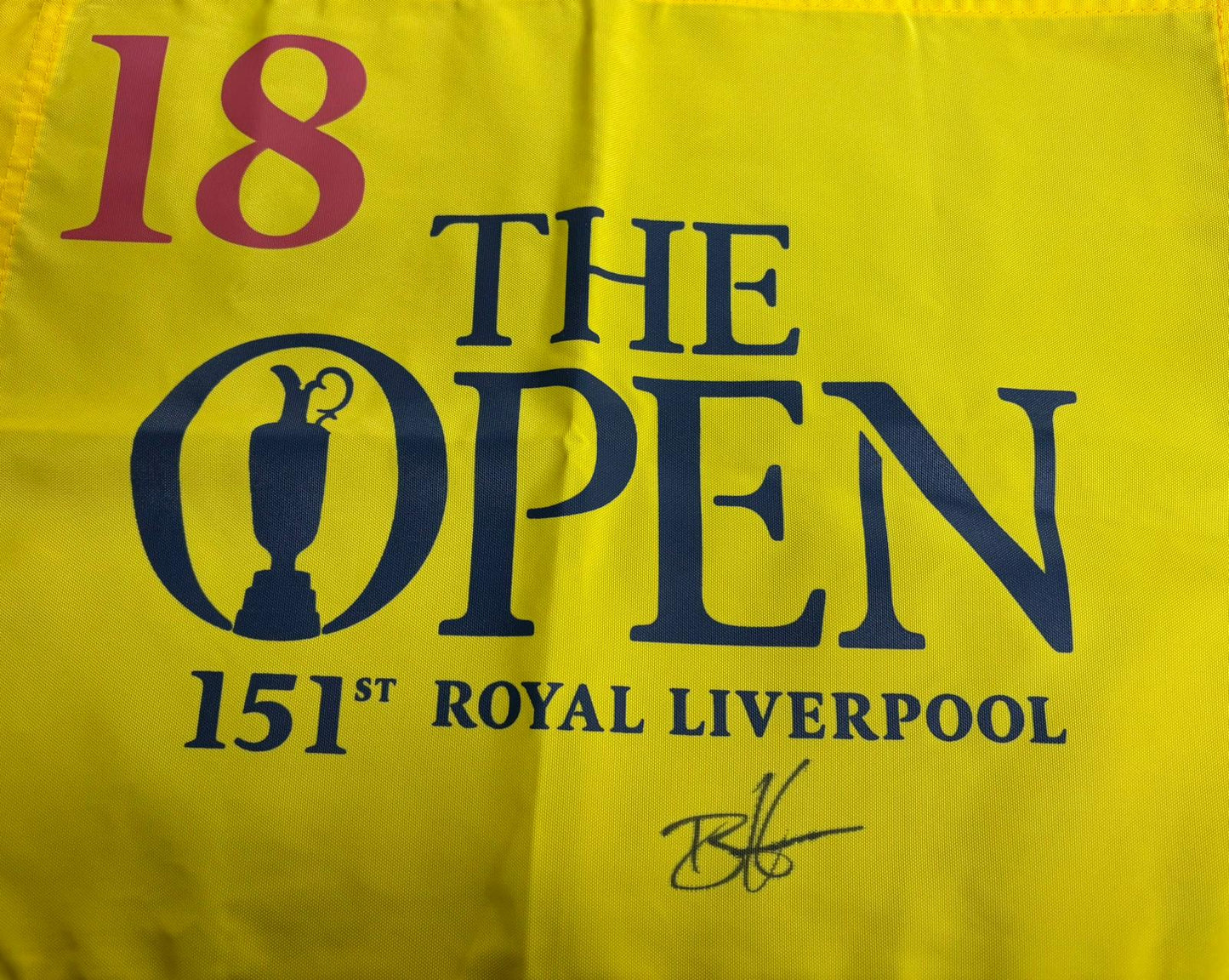 151st Open at Royal Liverpool Golf Flag Signed by Winner Brian Harman + Dealer COA