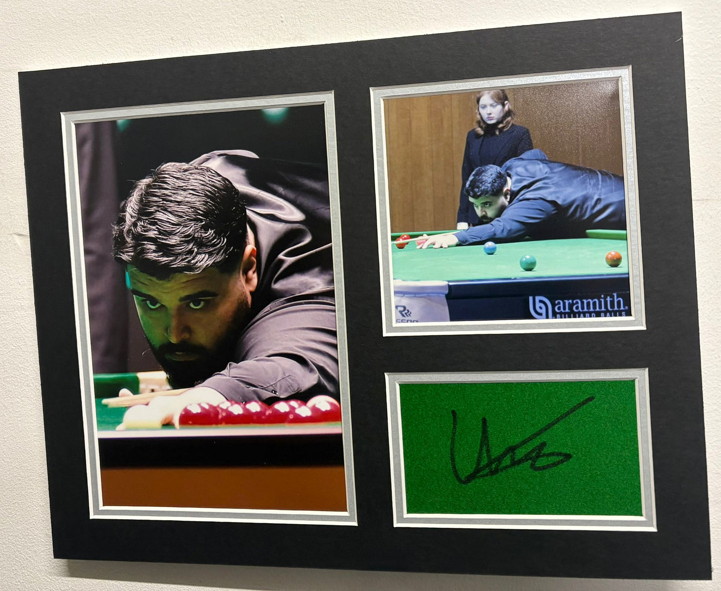 Professional Snooker Player Umut Dikme Signed Table Baize Display + Dealer COA
