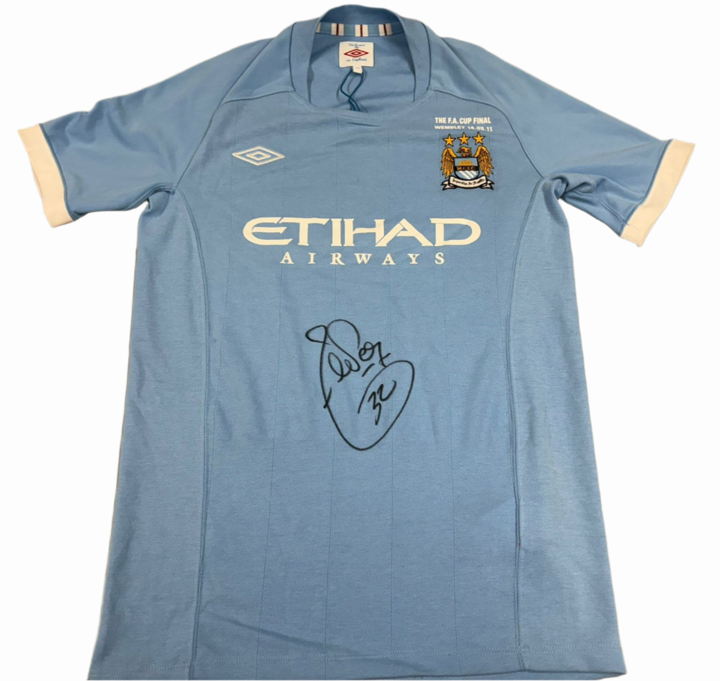 Carlos Tevez Signed 2011 Manchester City FA Cup Final Football Shirt + Dealer COA