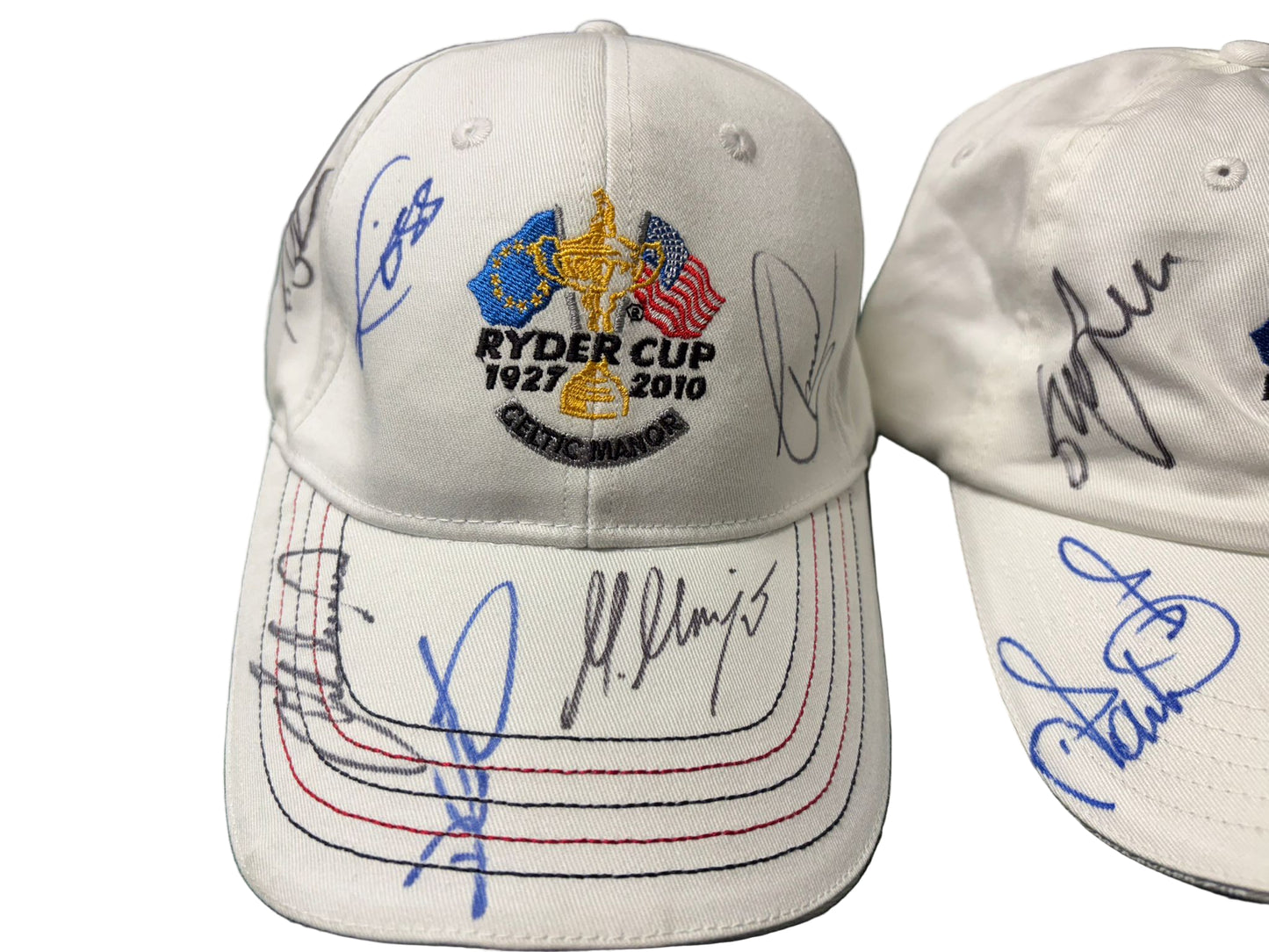 2010 Ryder Cup at Celtic Manor Golf Caps Signed by 9 Team Europe Players + COA